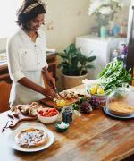 Woman cooking at home